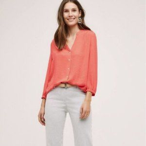 Anthropologie Vanessa Virginia Coral Romi Blouse Size 4